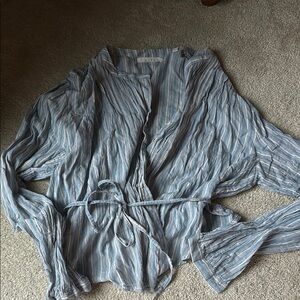 Striped Blue and White Blouse